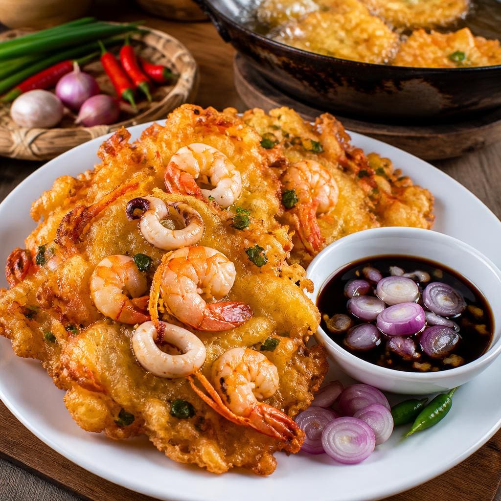 Bakwan Seafood Te Sate dengan isian seafood gurih dan tekstur renyah